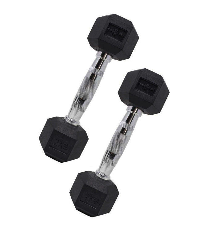 Pesas Mancuernas Hexagonales Sportfitness 2 Kg Juego X 2 Gym Color Negra