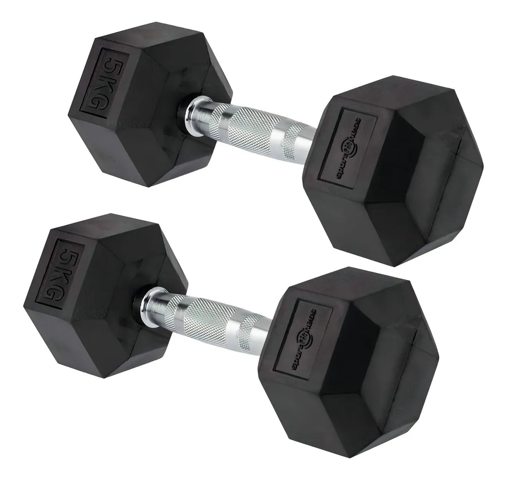 Pesas Mancuernas Hexagonales Sportfitness 2x5 Kl Encauchadas