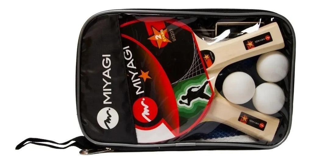 Set Tenis De Mesa Miyagi 90201 De 2 Raquetas, Paral Y Bolas