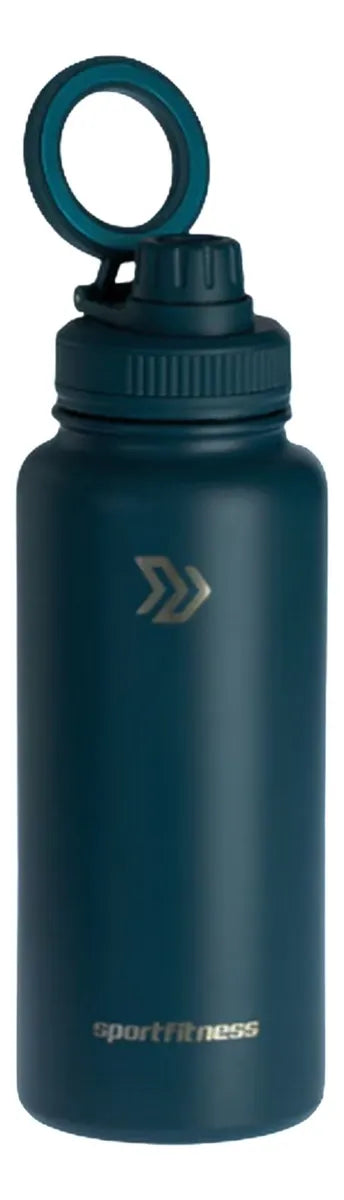 Termo Metálico 32oz con Soporte para Celular Azul Oscuro en Acero Inoxidable | Botella Térmica Deportiva Gym Viaje