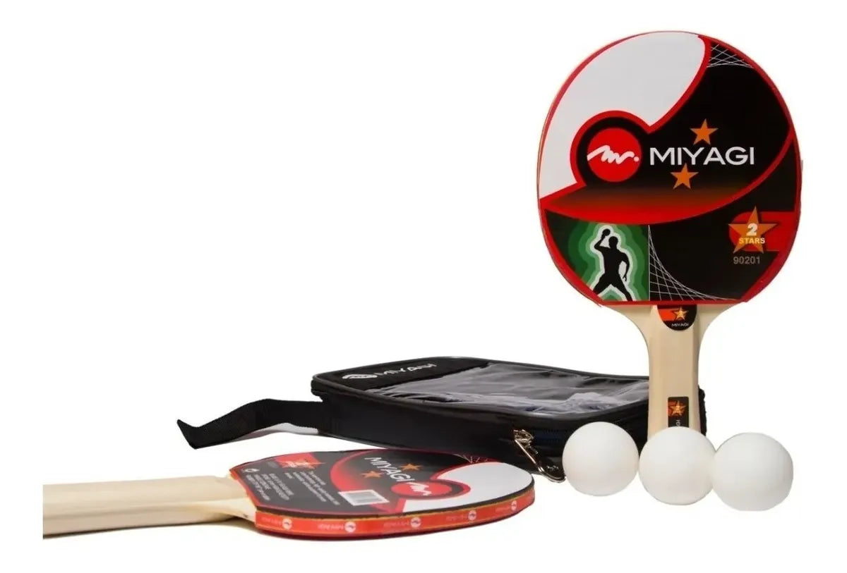 Set Tenis De Mesa Miyagi 90201 De 2 Raquetas, Paral Y Bolas