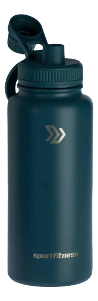 Termo Metálico 32oz con Soporte para Celular Azul Oscuro en Acero Inoxidable | Botella Térmica Deportiva Gym Viaje
