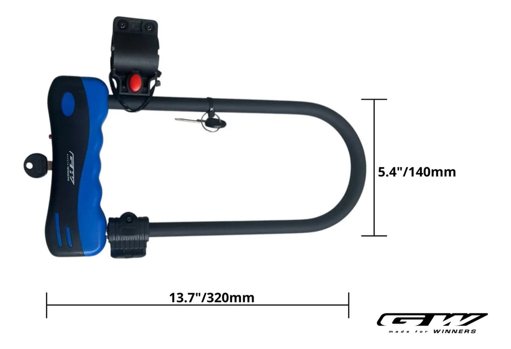 Candado En U Gw Bicicleta Moto Seguridad Con Llave Azul Resistente Robusto Seguro En Acero