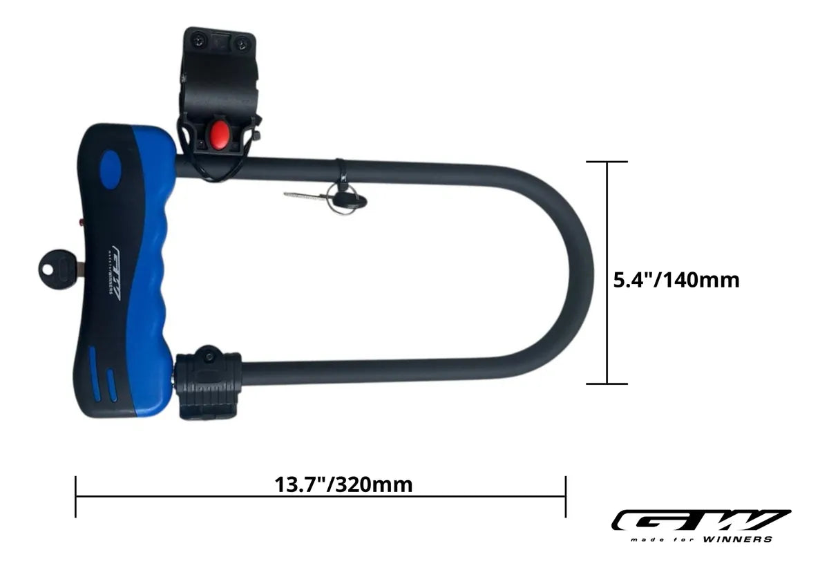 Candado En U Gw Bicicleta Moto Seguridad Con Llave Azul Resistente Robusto Seguro En Acero