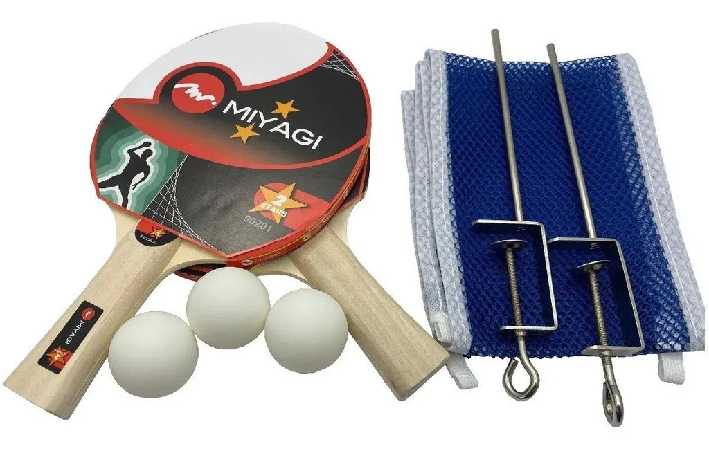 Set Tenis De Mesa Miyagi 90201 De 2 Raquetas, Paral Y Bolas