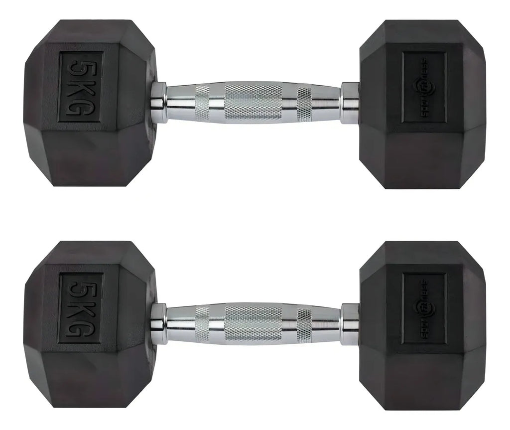 Pesas Mancuernas Hexagonales Sportfitness 2x5 Kl Encauchadas