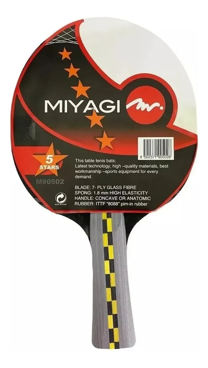 Kit Raqueta Ping Pong Mesa Miyagi 5 Estrellas + Pelotas + Estuche