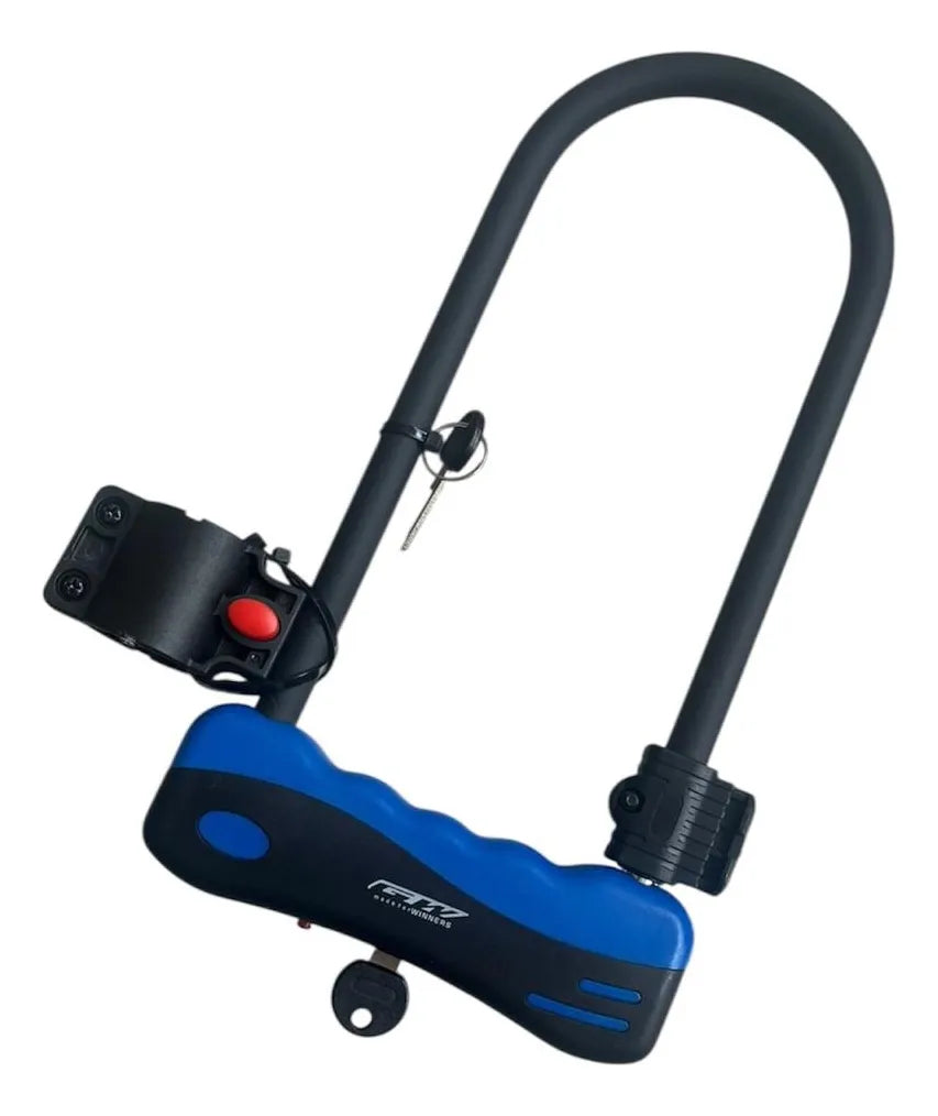 Candado En U Gw Bicicleta Moto Seguridad Con Llave Azul Resistente Robusto Seguro En Acero