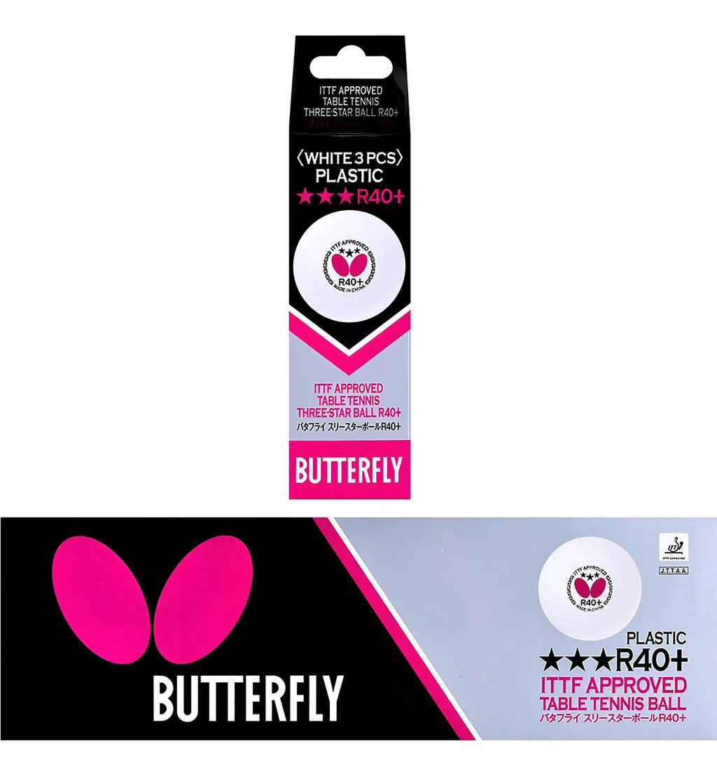 Pelotas Profesionales Butterfly Tenis de Mesa 3 Estrellas A40+ ITTF Aprobadas