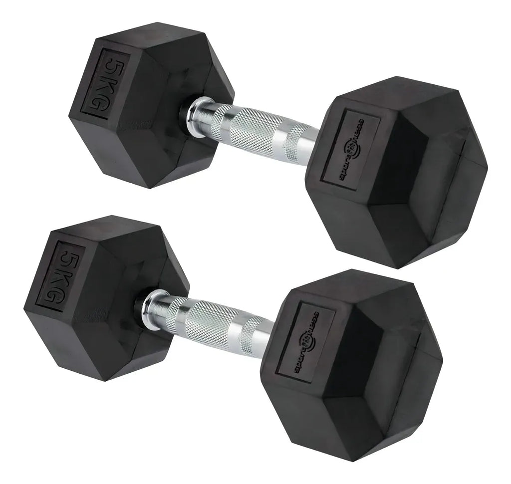 Pesas Mancuernas Hexagonal Set 3 Par 29 Kg + Rack Piramidal