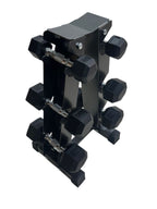 Pesas Mancuernas Hexagonal Set 3 Par 29 Kg + Rack Piramidal