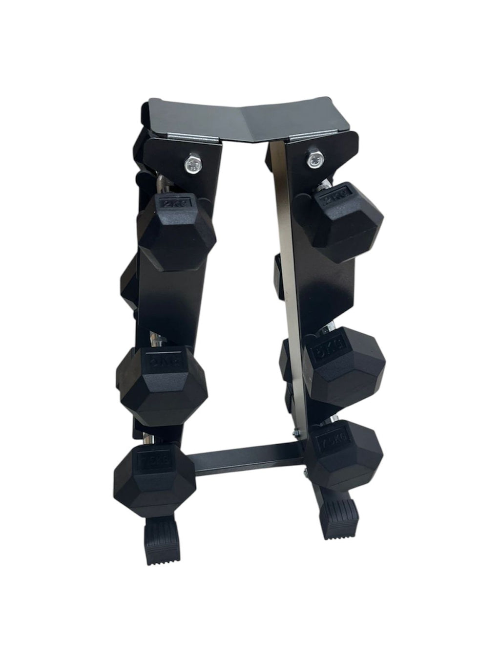 Pesas Mancuernas Hexagonal Set 3 Par 29 Kg + Rack Piramidal