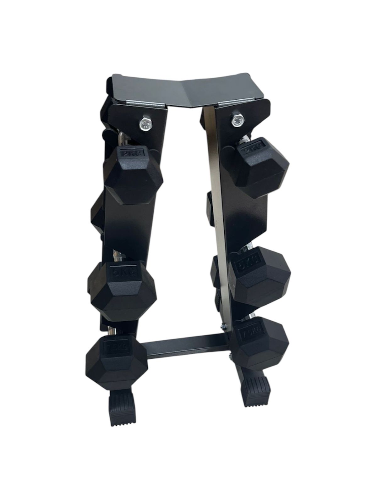 Pesas Mancuernas Hexagonal Set 3 Par 29 Kg + Rack Piramidal