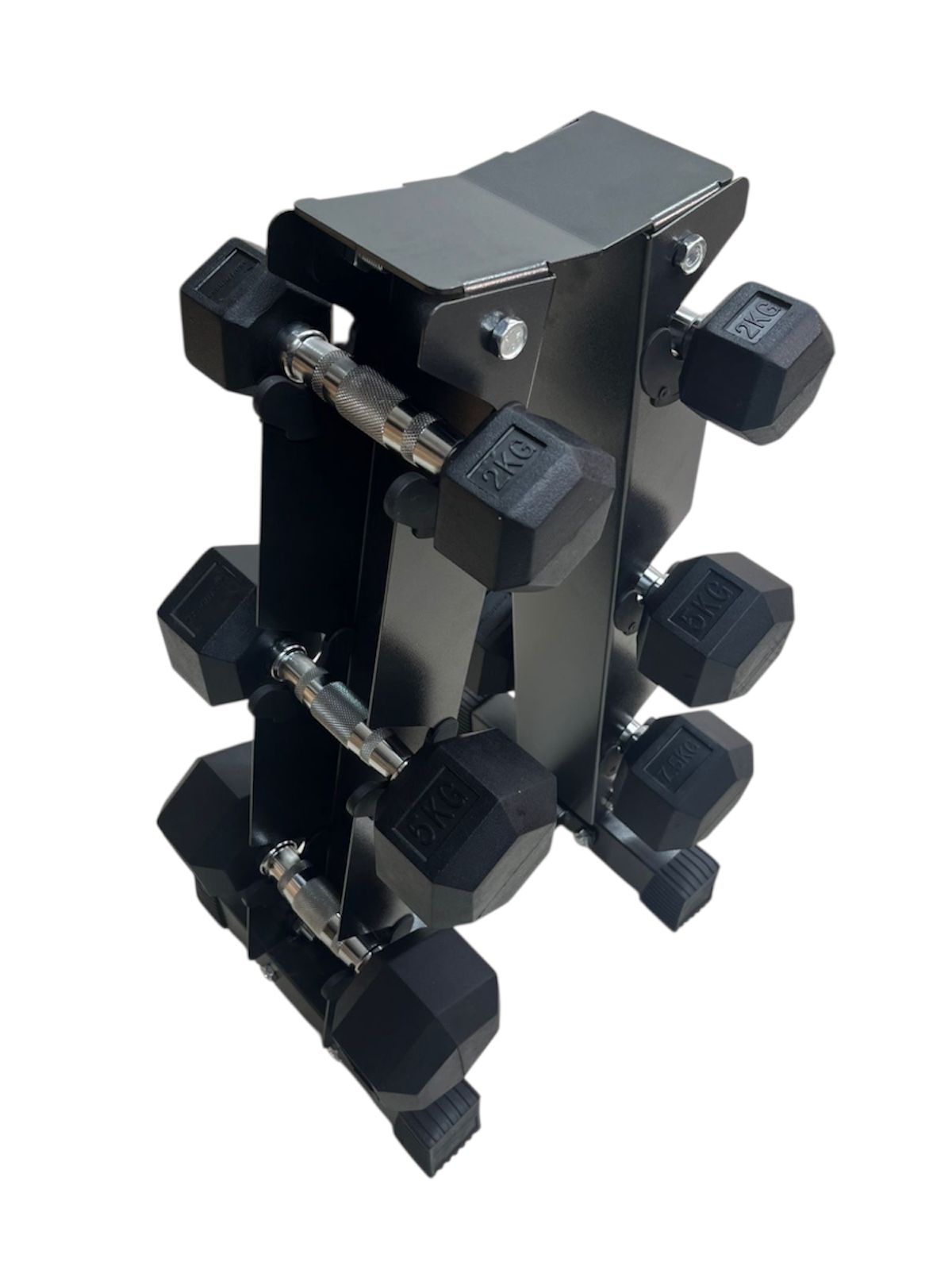 Pesas Mancuernas Hexagonal Set 3 Par 39 Kg + Rack Piramidal
