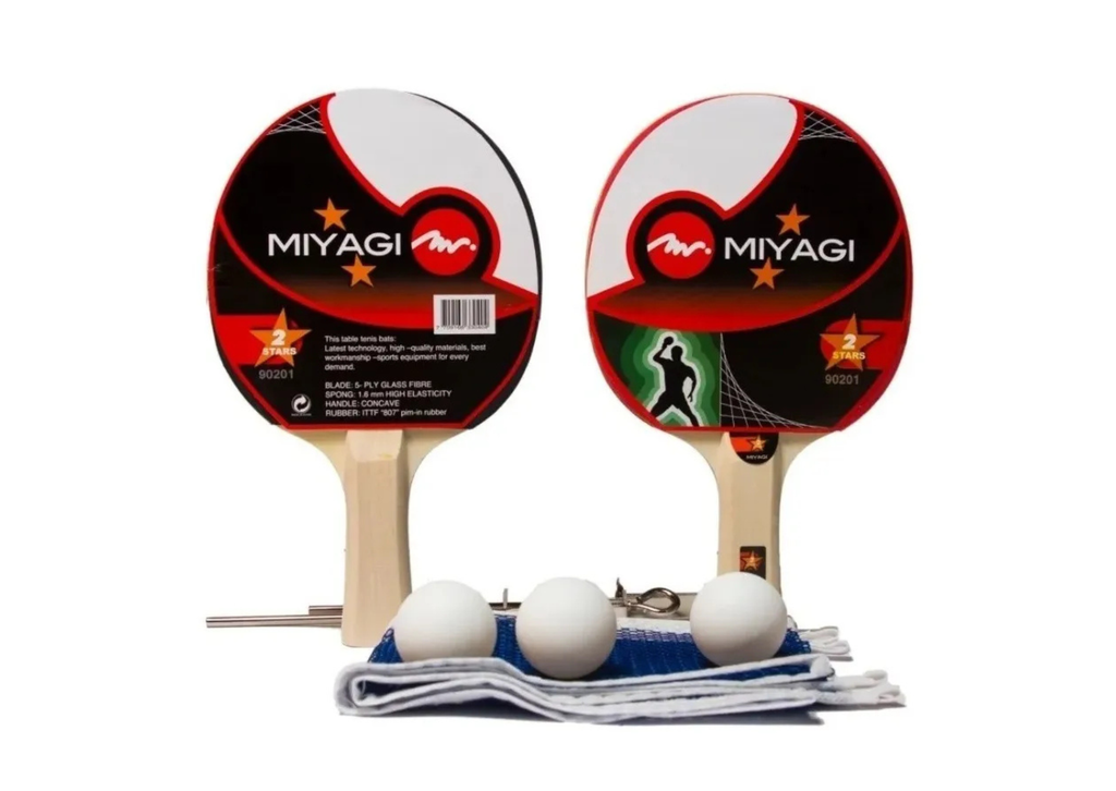 Set Tenis De Mesa Miyagi 90201 De 2 Raquetas, Paral Y Bolas
