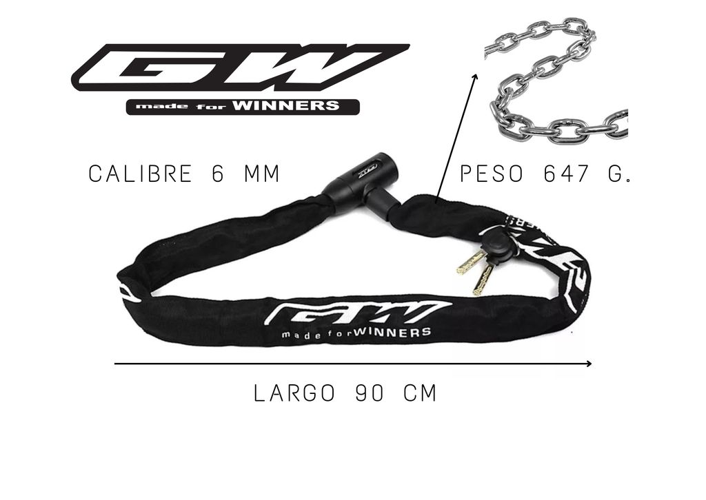 Candado GW Cadena Seguridad Para Bicicleta Color Negro
