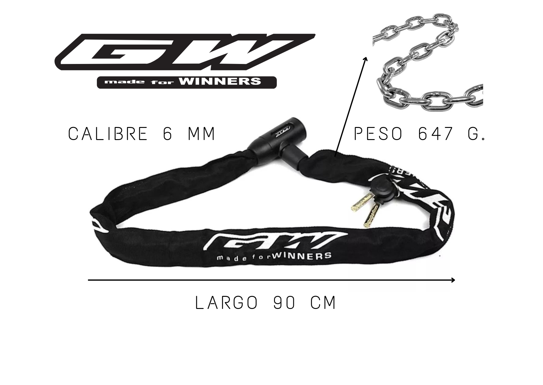 Candado GW Cadena Seguridad Para Bicicleta Color Negro