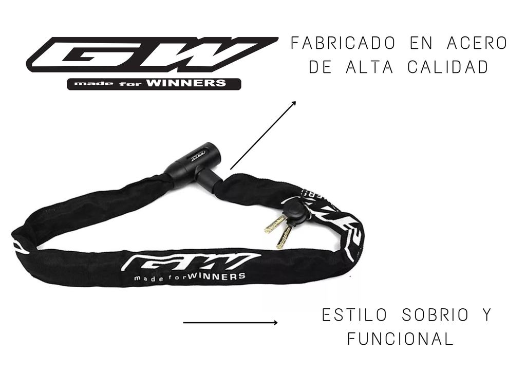 Candado GW Cadena Seguridad Para Bicicleta Color Negro