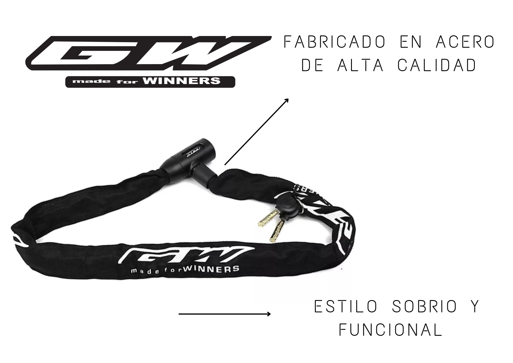 Candado GW Cadena Seguridad Para Bicicleta Color Negro