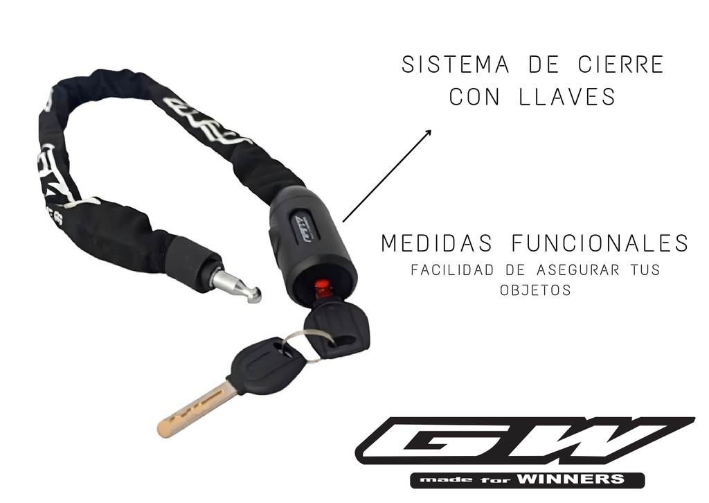 Candado GW Cadena Seguridad Para Bicicleta Color Negro