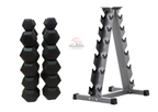 Pesas Mancuernas Hexagonal Set 6 Par + Rack Piramidal